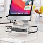 DuraClear Mac Mini Monitor Stand - Acrylic Monitor Stand Riser with Storage Shelf for Mac Mini, Hard Drives, and Other Devices