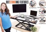 Stand Steady X-Elite Pro XL, Ergonomic Adjustable Height Standing Desk Converter, Extra Large Sit to Stand Laptop Desk Riser, Easily Fits 2 Computer Monitors (Black, 36 x 16)