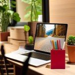 UnionBasic Square Pen Holder, Leather Pencil Cup, Desktop Caddy Stationery Organizer, Red