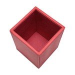 UnionBasic Square Pen Holder, Leather Pencil Cup, Desktop Caddy Stationery Organizer, Red
