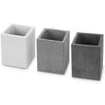 MyGift Modern Gray-Tone Concrete Desktop Pencil Holder Cup and Pen Holder, Office Stationery Organizer, Set of 3