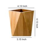 YOSCO Bamboo Wood Pen Holder Stand for Desk Geometric Pencil Cup Pot Cute Desktop Office Supplies, Makeup Brushes Organizer (Bamboo)