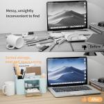 CasaCulina Desk Organizer with 2 Drawer, Multi-Functional Pencil Pen Holder, Plastic Desk Organizers and Storage with 5 Compartments for School Office Art Supplies (Blue)