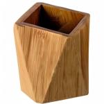 YOSCO Bamboo Wood Pen Holder Stand for Desk Geometric Pencil Cup Pot Cute Desktop Office Supplies, Makeup Brushes Organizer (Bamboo)