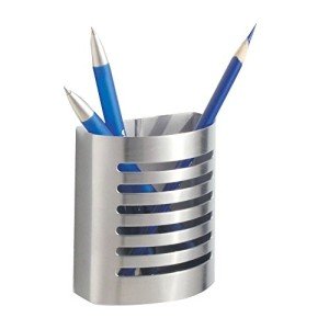 iDesign Forma Magnetic Pen and Pencil Holder – Modern Writing Utensil and Desk Organizer for Kitchen, Locker, Home, or Office - 3.25" x 1.75" x 3.50", Brushed Stainless Steel