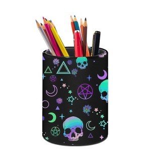 XUWU Magic Skull Pen Holder Pencil Organizer Cute Pencil Cup Desk Decor Makeup Brush Holder PU Multifunctional Office Suppliesfor Home Classroom School