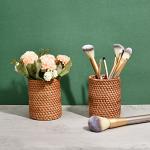 Eiyye Handmade Rattan Pencil Holder, Handmade Makeup Brush Holder, Wicker Pen Holder for Office&Home Desktop Organizer