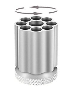 QIAN76 Rotating Revolver Pen Holder, Gun Cylinder Pen Holders, Favorite Pencil Holder and Perfect Stationery Supplies (Silver)