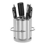 QIAN76 Rotating Revolver Pen Holder, Gun Cylinder Pen Holders, Favorite Pencil Holder and Perfect Stationery Supplies (Silver)