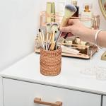 Eiyye Handmade Rattan Pencil Holder, Handmade Makeup Brush Holder, Wicker Pen Holder for Office&Home Desktop Organizer