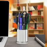 QIAN76 Rotating Revolver Pen Holder, Gun Cylinder Pen Holders, Favorite Pencil Holder and Perfect Stationery Supplies (Silver)