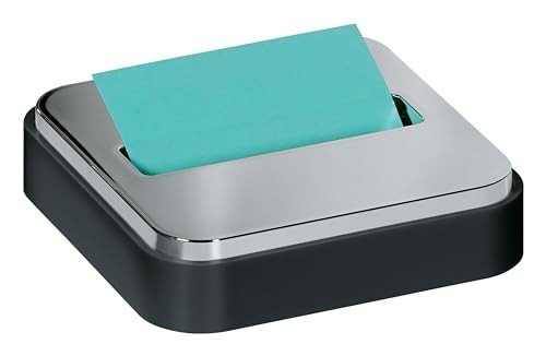 Black Post-it note dispenser with a steel top for pop-up notes