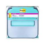 Post-it Note Dispenser with Post-it Pop-up Notes, Black Base with Steel Top, 1 Aqua Splash 3 in. x 3 in. Super Sticky Note Pad, Classroom or Office Supplies