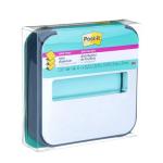 Post-it Note Dispenser with Post-it Pop-up Notes, Black Base with Steel Top, 1 Aqua Splash 3 in. x 3 in. Super Sticky Note Pad, Classroom or Office Supplies