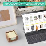 Bivvclaz Acacia Wood Sticky Note Holder, Post It Note Dispenser for Office Desk Accessories, Self Stick Note Pad Holder, Memo Pad Holder Dispenser Organizer for School Office Desk Supplies