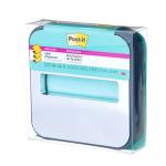 Post-it Note Dispenser with Post-it Pop-up Notes, Black Base with Steel Top, 1 Aqua Splash 3 in. x 3 in. Super Sticky Note Pad, Classroom or Office Supplies