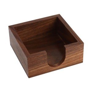 Buqoo Walnut Wooden Sticky Note Holder, Self Stick Note Holder Memo Pad Holder Dispenser Organizer, Post It Note Dispenser Cube Holder for 3 x 3 Sticky Notes for School Office Home Desk Accessories