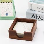 Buqoo Walnut Wooden Sticky Note Holder, Self Stick Note Holder Memo Pad Holder Dispenser Organizer, Post It Note Dispenser Cube Holder for 3 x 3 Sticky Notes for School Office Home Desk Accessories
