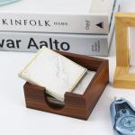 Buqoo Walnut Wooden Sticky Note Holder, Self Stick Note Holder Memo Pad Holder Dispenser Organizer, Post It Note Dispenser Cube Holder for 3 x 3 Sticky Notes for School Office Home Desk Accessories