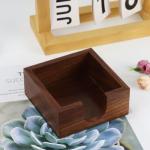 Buqoo Walnut Wooden Sticky Note Holder, Self Stick Note Holder Memo Pad Holder Dispenser Organizer, Post It Note Dispenser Cube Holder for 3 x 3 Sticky Notes for School Office Home Desk Accessories