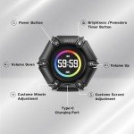 Printers Jack Pomodoro Timer, Productivity Cube Timer, Visual Focus Timer, Mute & Vibration & Adjustable Sound Alert, for Office, ADHD, Study, Work, 3/5/10/25/30/60min & Custom Countdown - Black