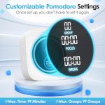 HAUKINIX Pomodoro Time Productivity Focus Timer 99 Min Visual Countdown Stopwatch Desk ADHD for Study, Work, Student, Procrastination, Loud Alarm/Mute/Vibration, 2 Brightness Levels
