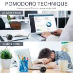 Rotating Pomodoro Timer 5, 25, 10 30,60 Mins Preset Stopwatch, Desk Flip ProductivityTimer, ADHD Tool Hexagon, Vibration/Mute/Alarm, for Work, Study, Back to School, Kitchen, Black