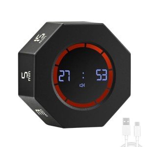 Kaflin Rechargeable Visual Timer, 8-Angle Auto-Rotating Screen with Gravity Sensor, Digital Timers for Classroom, Small Kitchen Timers for Cooking, Work and Study (Space Gray)