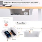 4 Pack Adhesive Under Desk Hanging Shelf Mount Drawer Organizer, Attachable Plastic Under Desk Storage Tray for Standing Desks, Tables, Workstations, Gaming, Cabinet, Increase Storage Space - White