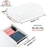 OSteed Under Desk Drawer 18", Pull-out Storage Organizer with Large Slide Extension Mounted Under Flat Wooden Table or Workbench, White_Normal Version