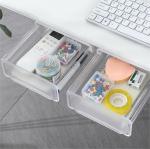 ShellKingdom 2 Pack Under Desk Drawer Organizers, Slide-Out Under Mount Storage Drawer for Pencil Office Organizer, Suitable for Office/Home/Kitchen/School (White)
