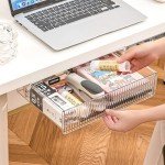 Submatches Under Table Desk Drawer Storage Organizer, Attachable Under Desk Storage, Strong Adhesive Pencil Drawer Slide Out, Add a Hidden Under Mounted (Extra Large)