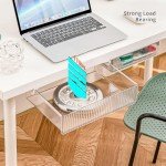 Submatches Under Table Desk Drawer Storage Organizer, Attachable Under Desk Storage, Strong Adhesive Pencil Drawer Slide Out, Add a Hidden Under Mounted (Extra Large)