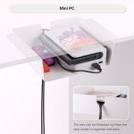 4 Pack Adhesive Under Desk Hanging Shelf Mount Drawer Organizer, Attachable Plastic Under Desk Storage Tray for Standing Desks, Tables, Workstations, Gaming, Cabinet, Increase Storage Space - White