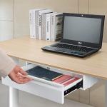 OSteed Under Desk Drawer 18", Pull-out Storage Organizer with Large Slide Extension Mounted Under Flat Wooden Table or Workbench, White_Normal Version