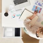 OSteed Under Desk Drawer 18", Pull-out Storage Organizer with Large Slide Extension Mounted Under Flat Wooden Table or Workbench, White_Normal Version