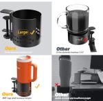 Sackei Deeper Desk Cup Holder Metal Under Desk, 360° Rotating PC Gaming Desk Accessories Anti-Spill Table Cup Holder Clamp on Chair for Coffee Mugs Stanley YETI Bottles, Pencil Holder