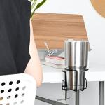 LEKUSHA Large Desk Cup Holder, Clip On Table Anti-Spill Cup Holder for Lawn Chair, Horizontal or Vertical Mount, Pack of 1, Black