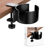 ONDAIUN Large Desk Cup Holder Clamp， Anti-Spill Cup Holder for Your Desk or Table,Cup Holder Inner Diameter 9.5cm，Capacity 5kg/11lb Compatible with Universal Cup, Bottles(Black) (Desk Cup Holder)