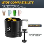 Sackei Deeper Desk Cup Holder Metal Under Desk, 360° Rotating PC Gaming Desk Accessories Anti-Spill Table Cup Holder Clamp on Chair for Coffee Mugs Stanley YETI Bottles, Pencil Holder