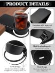 2PCS Clip on Cup Holders, Lanstics Cup Holder for Table Desk Clamp on Cup Holder Storage Saucer Clip Water Coffee Mug Holder Saucer Clip Design for Home Office, Black