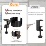 ONDAIUN Large Desk Cup Holder Clamp， Anti-Spill Cup Holder for Your Desk or Table,Cup Holder Inner Diameter 9.5cm，Capacity 5kg/11lb Compatible with Universal Cup, Bottles(Black) (Desk Cup Holder)