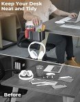 yamagahome Desk Cup Holder, 2 in 1 Table Cup Holder with Headphone Hanger, Anti-Spill Tableside Cup Holder for Water Bottles, Wheelchairs, Workstations, Gaming Desk Accessories Black