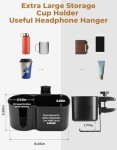 yamagahome Desk Cup Holder, 2 in 1 Table Cup Holder with Headphone Hanger, Anti-Spill Tableside Cup Holder for Water Bottles, Wheelchairs, Workstations, Gaming Desk Accessories Black