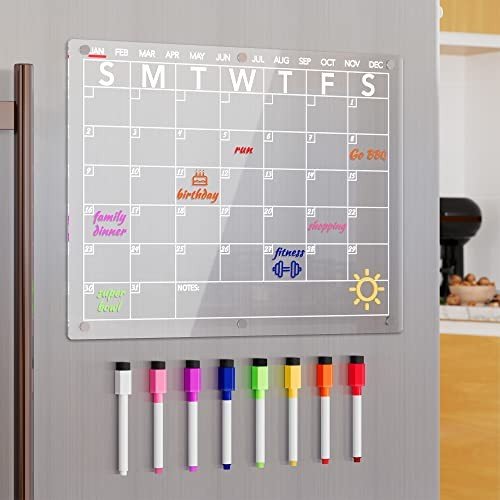 Neatsure clear acrylic magnetic dry erase board calendar for fridge
