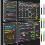 DIYMAG 4Pcs Fridge Calendars 2025 Acrylic Magnetic Calendar for Refrigerator Fridge White Board Calendar Chalk Dry Erase Calendars Magnets Chalkboard Monthly Weekly Planner with 6 Highlight Markers