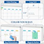 WALGLASS Dry Erase Calendar Whiteboard for Wall, 24" x 18" Double-Sided Monthly Calendar White Board with Silver Aluminum Frame, Hanging or Wall Mount Whiteboard for Home, Office, School