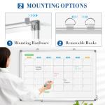 WALGLASS Dry Erase Calendar Whiteboard for Wall, 24" x 18" Double-Sided Monthly Calendar White Board with Silver Aluminum Frame, Hanging or Wall Mount Whiteboard for Home, Office, School