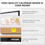 EAONE 24x18 in Double Side Whiteboard Calendar & Cork Board Combo for Wall, 3 in 1 Magnetic Dry Erase Whiteboard Monthly Calendar and Bulletin Board with Aluminum Frame for Home Office Kitchen