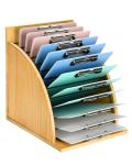 HULISEN Clipboard Holder, Wooden Clipboard Organizer with Raised Side Panel, Clipboard Storage Rack for Classroom and Office, Clip Boards not Included